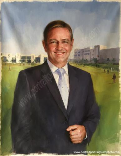 1 teacher portrait on canvas, finished 1