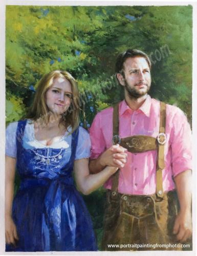 2b, couples portrait 2-oil painting on canvas