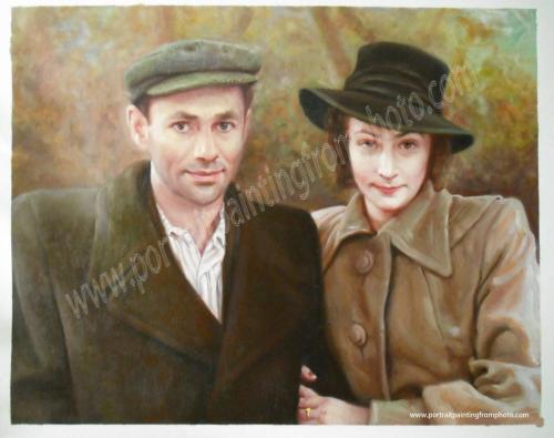 7b, oil painting portrait from old photo, colored