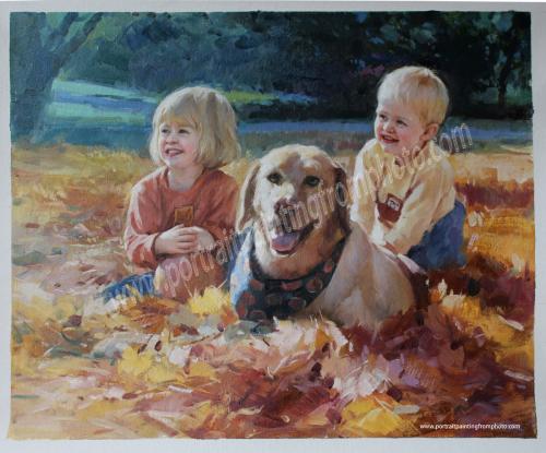 8, Children and pet portrait from photo 8
