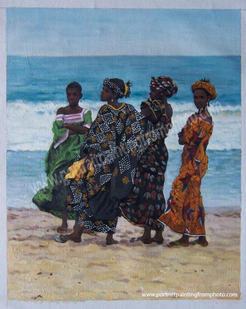 8, sisters portrait on canvas